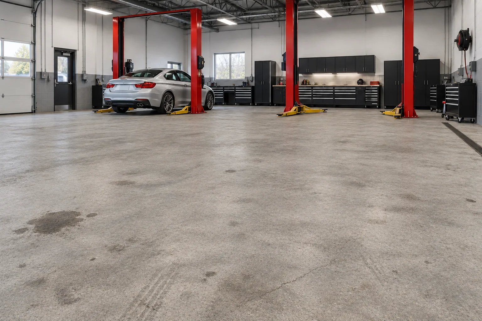 same space with unfinished concrete
