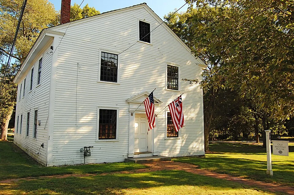 A meeting hall in central Lynnfield, Massachusetts, est. 1714.